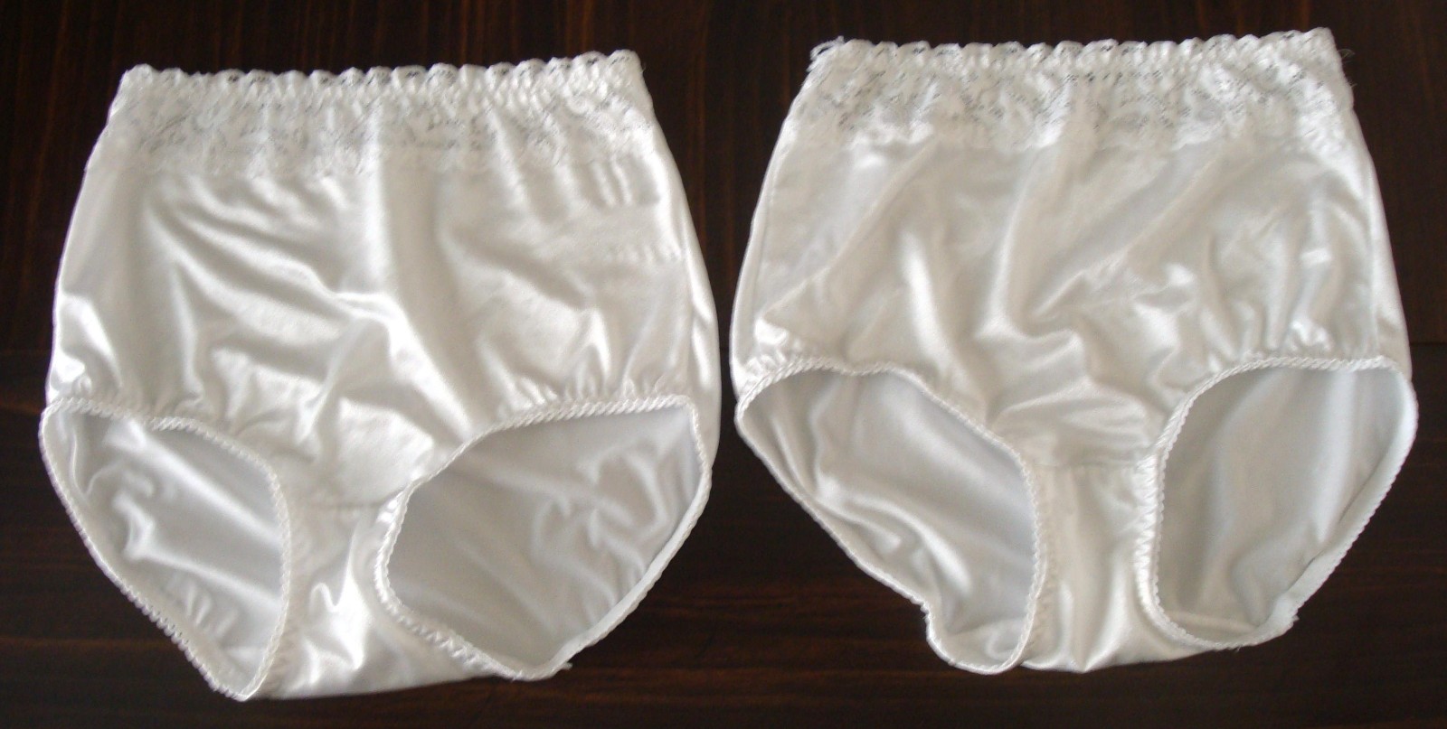 Lot of 2 Underscore M Satin & Lace Shaper Brief Panty White Vintage