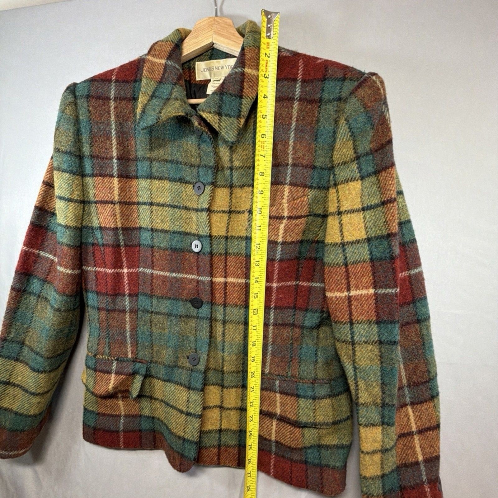 Jones New York Vintage Hampton Plaid Wool Blazer Women’s Jacket S-14 Multicolor