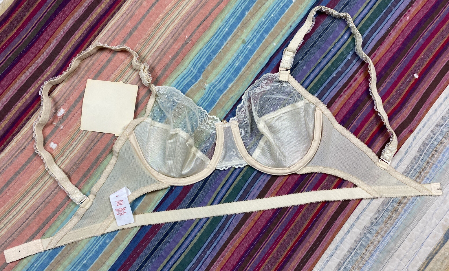 NOS New Backless by Young Smoothie Bra Sheer Underwire Waist Strap NWT Sz 34C