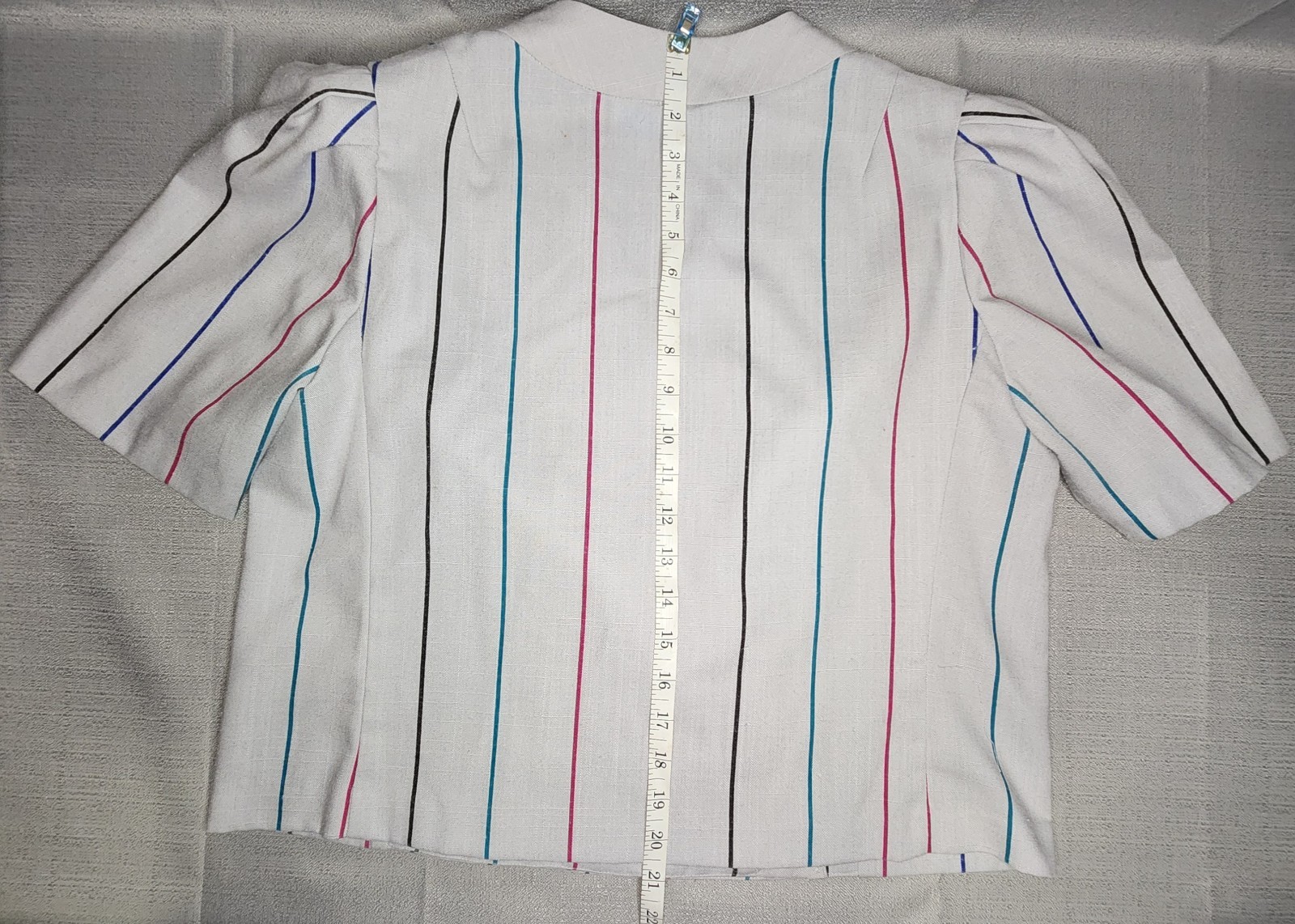 Vintage 80s Lorac Original SS Multi-Colored Striped Double Breasted Women’s Top