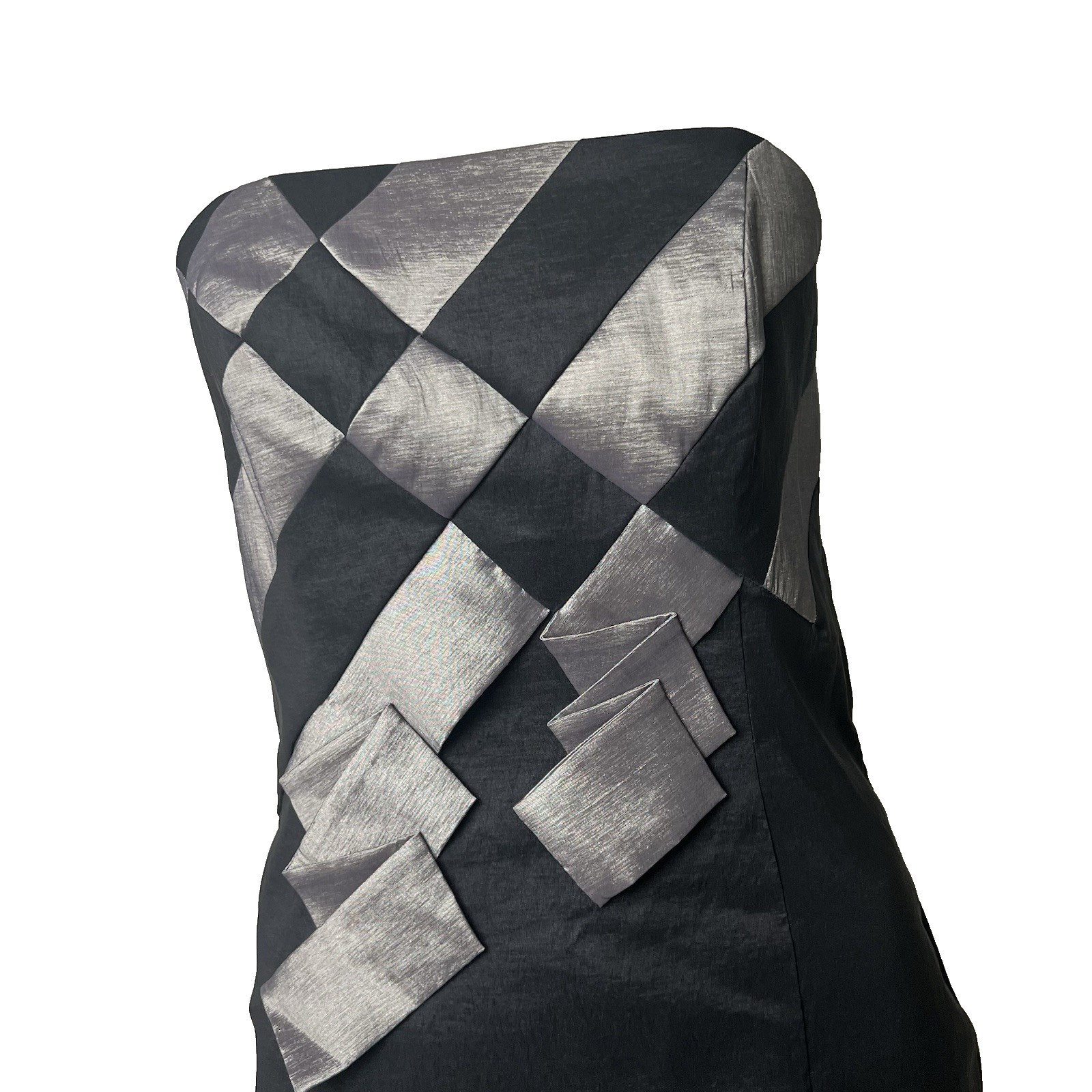 Jessica McClintock Strapless Black Cocktail Dress Pewter Detail Size 8