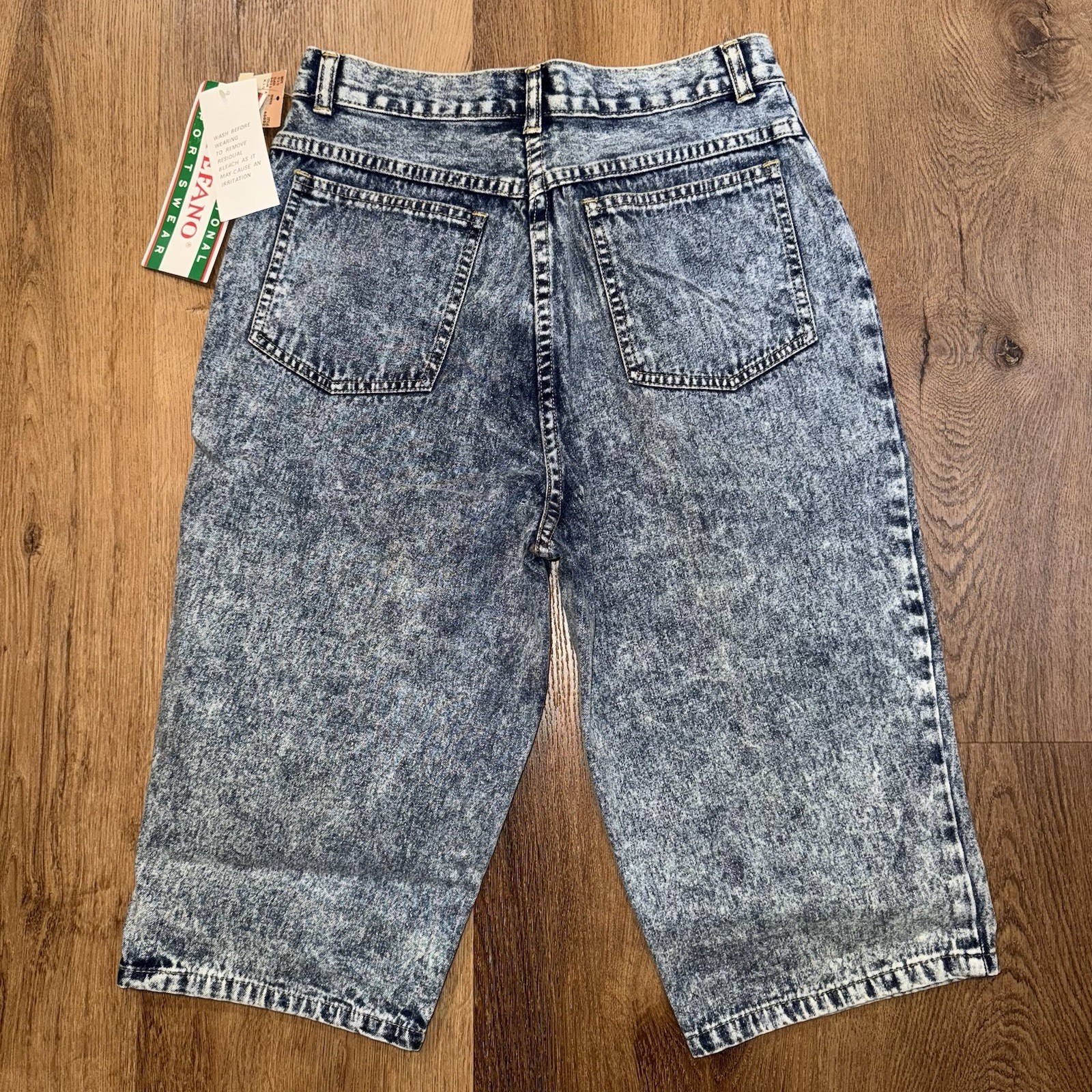 NOS Stefano Denim Shorts Women Vtg 80s 90s Acid Wash Stone Jeans Deadstock 9 10