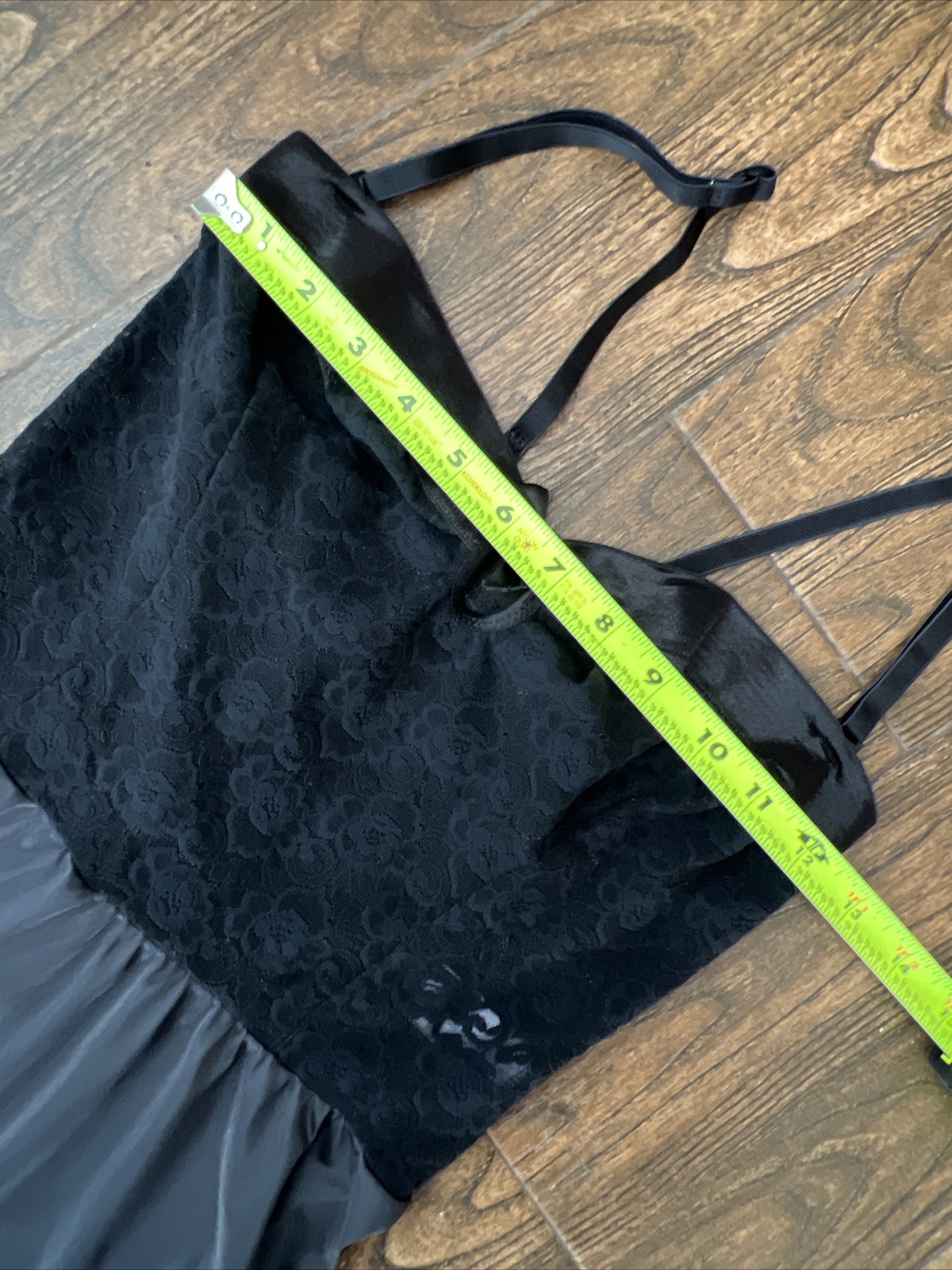 VINTAGE SEARS BLACK STRETCH LACE TRIM NIGHTGOWN NIGHTIE LINGERIE FULL SLIP 34