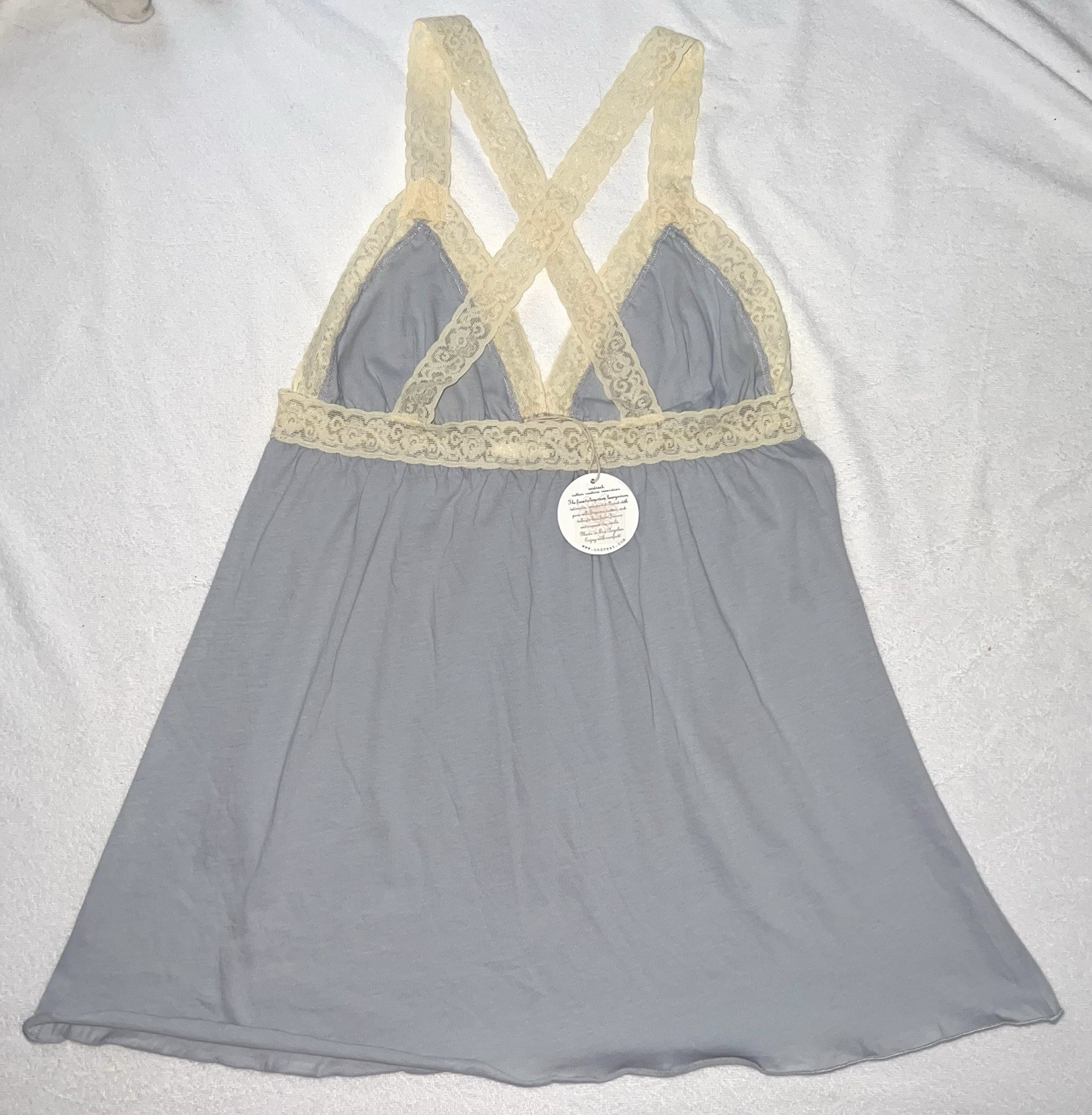 Authentic undrest NWT Vintage Lingerie French Blue Lace Supima Cotton Camisole L