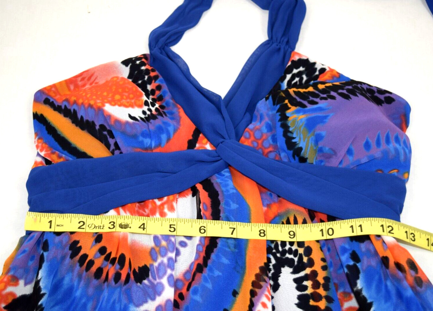 Vintage Halter Top Kitty Sexy Yet Classy Size S/M 90s Purple Blue Orange Swirls