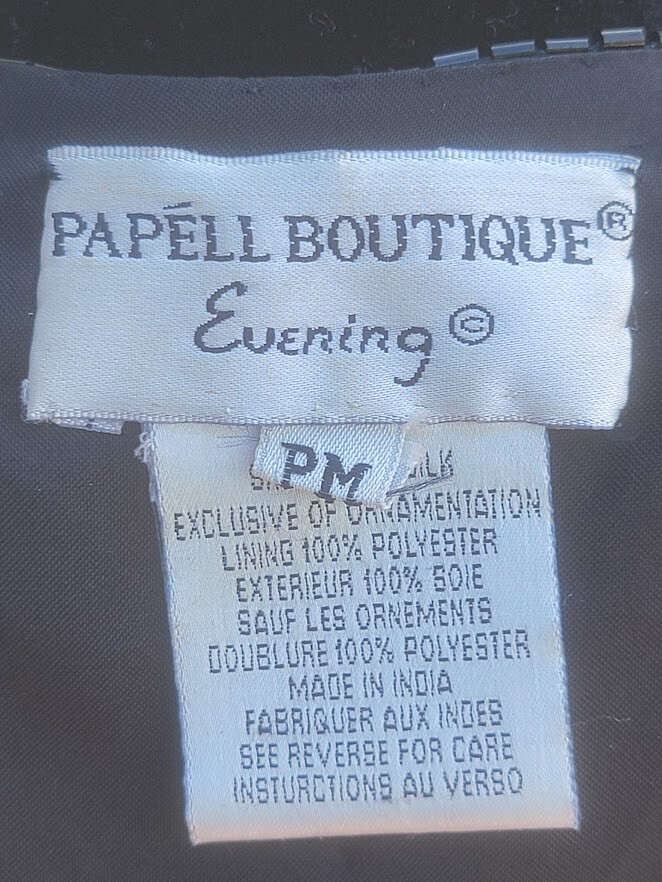 VTG WOMEN’S PAPELL BOTIQUE BLACK BEADED AND SEQUIN OPEN JACKET (PM) – BEAUTIFUL