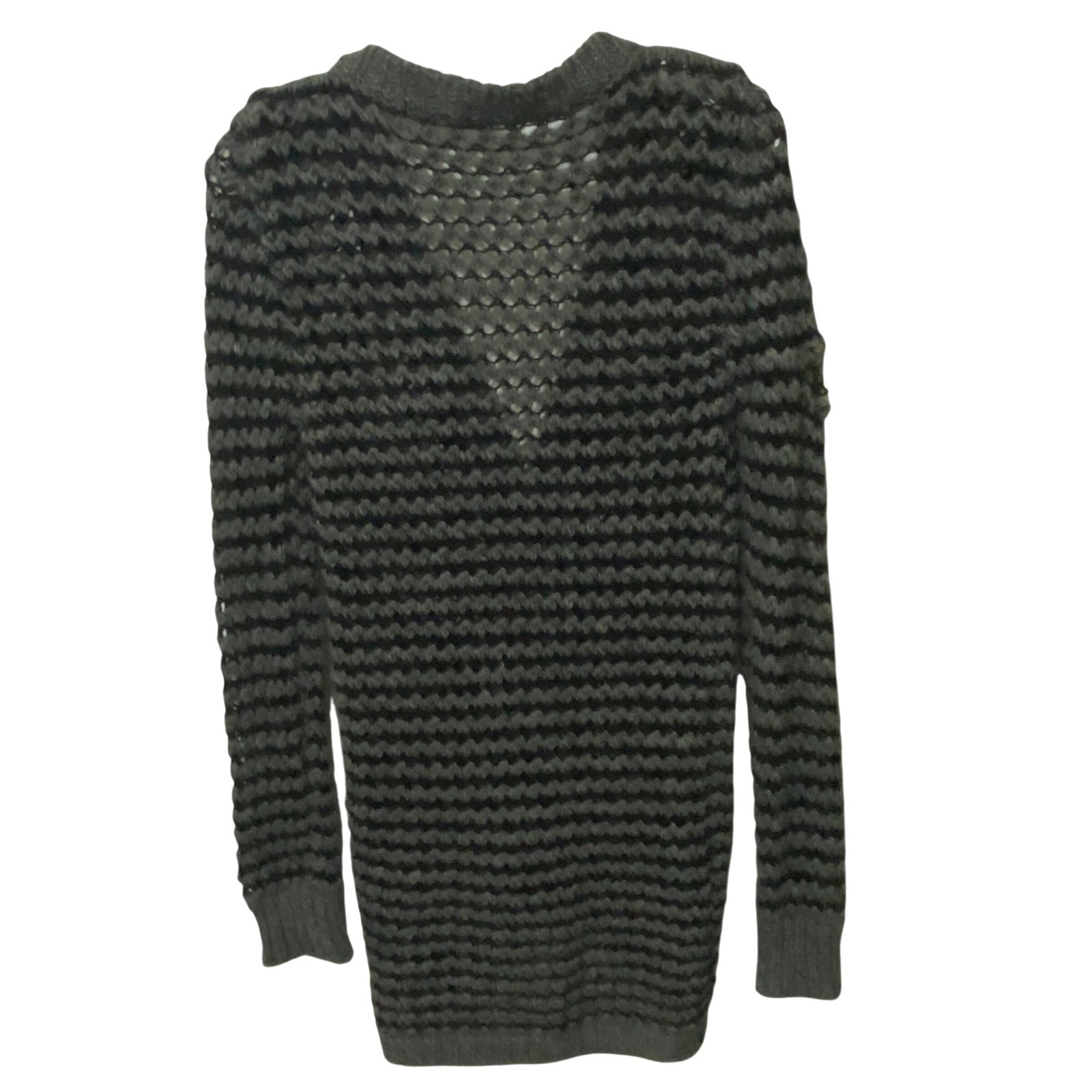 Cocogio Crochet Striped Button Up Sweater Made Italy Open Stitch Grunge Boho XS