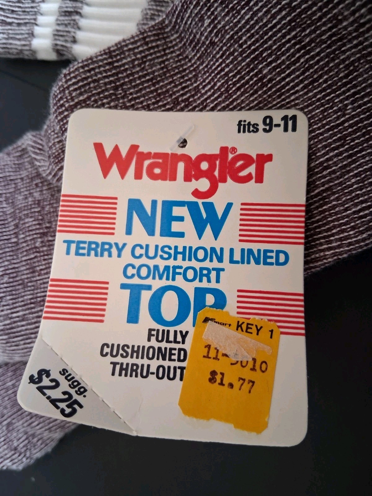 Vintage Wrangler Terry Tube Socks Women’s Dark Plum White 1980’s NOS USA