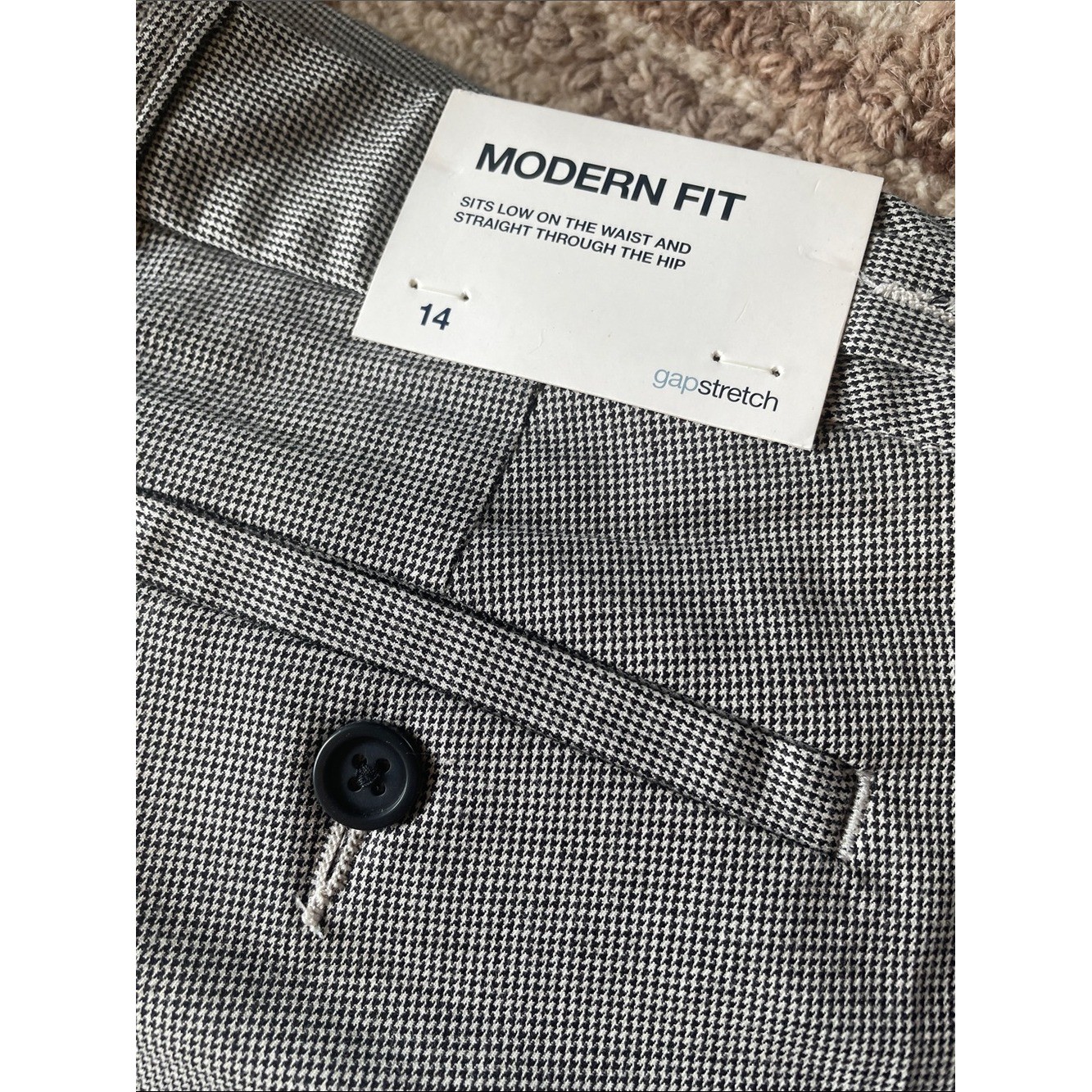 NWT Vintage Y2K Gap Tailored Trousers Pants Black & White Houndstooth Size 14