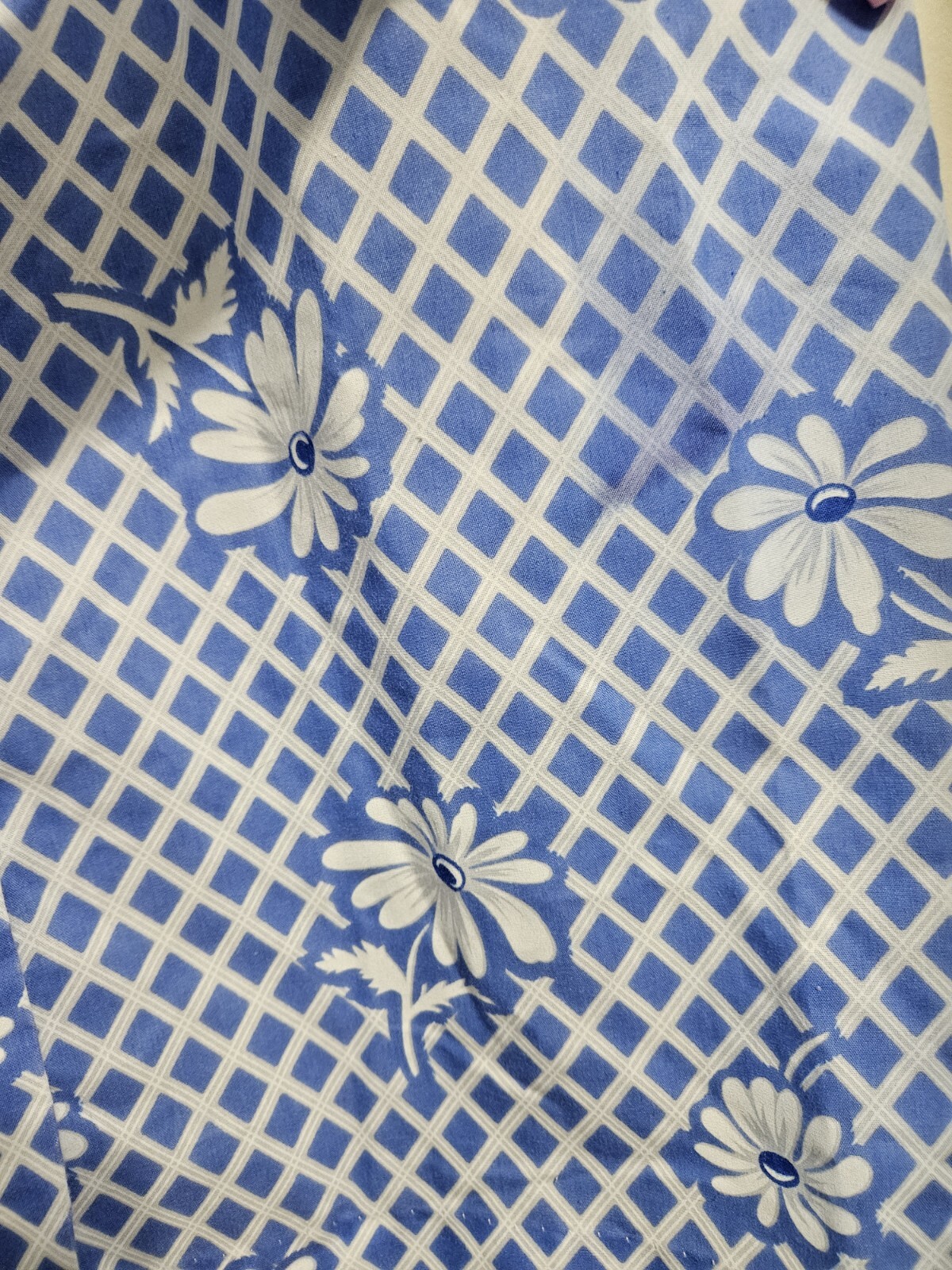 VTG Caper Coat Housecoat Nightgown Medium Retro Mod Button Up Blue Floral Check