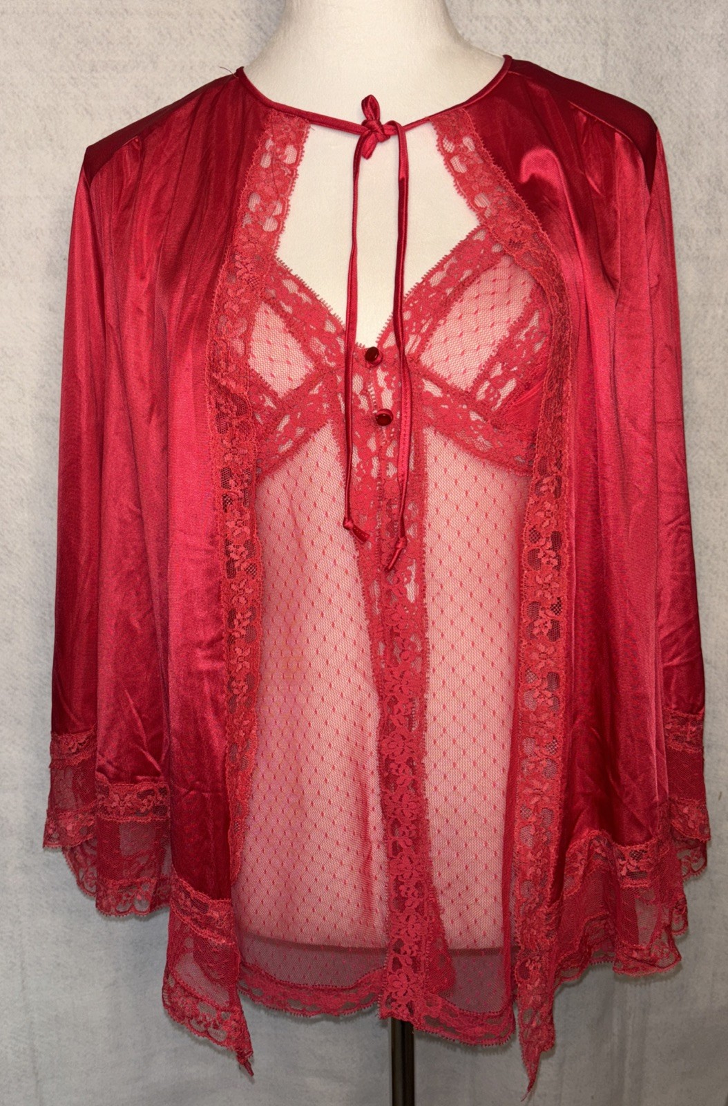 Henson Kickernick Baby Doll Med Sheer lace Red 3️⃣ Piece Sexy Romantic