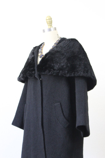 VTG 50s 1950’s Sycamore Massive sheared beaver fur shawl collar swing wool Coat