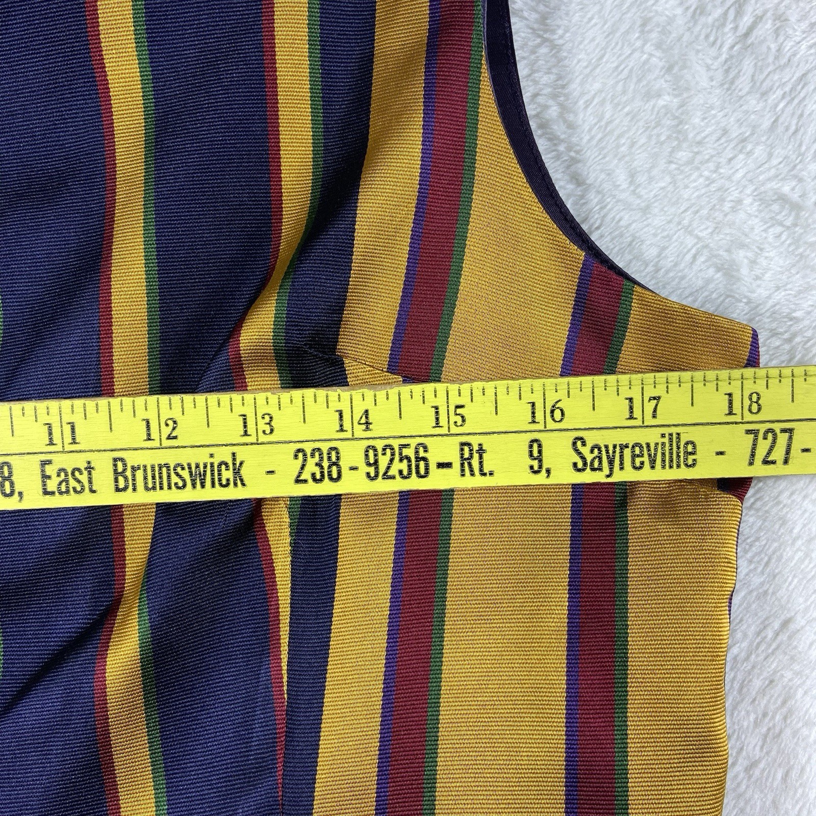 Bushwacker USA Vintage Striped Vest Women’s Size 10 Purple Gold Multi Color 90s