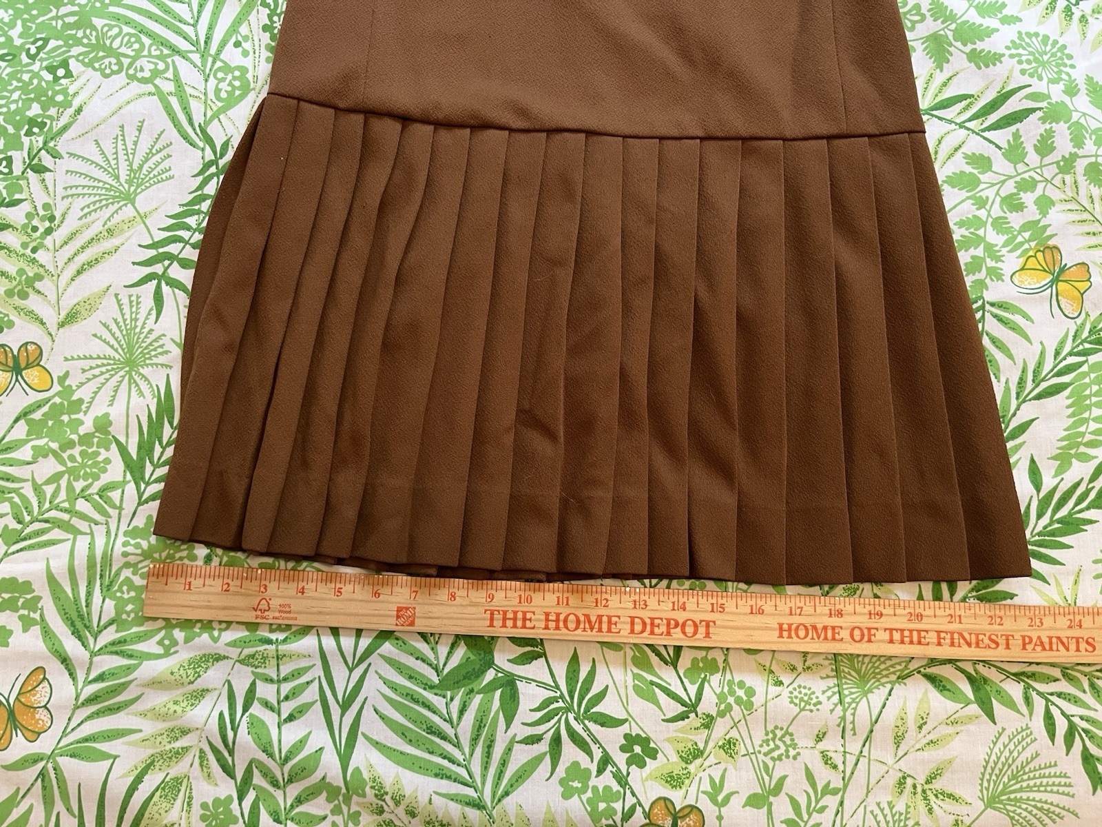 Vintage Empress Of Dallas Pleated Brown Cheerleader Sleeveless Dress, Medium