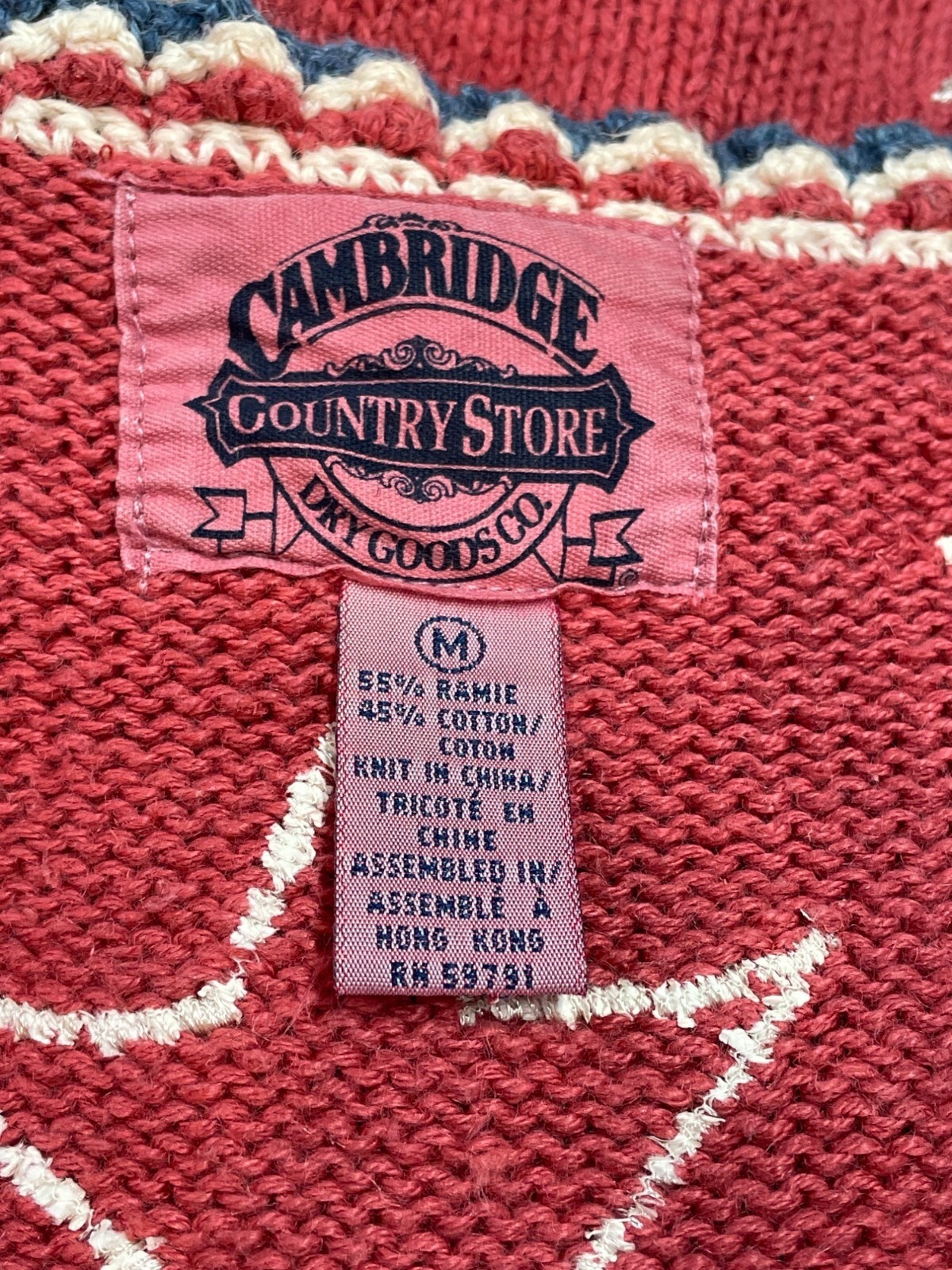 90s Patriotic Knit Sweater Vest Cambridge Country Store Suede Stars Size L Vinta