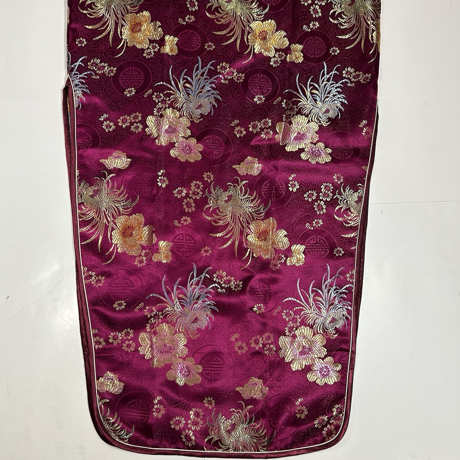 Vtg YHSK Yue He Shi Lu Women Chinese Mandarin Collar Dress Floral Fuchsia Sz L