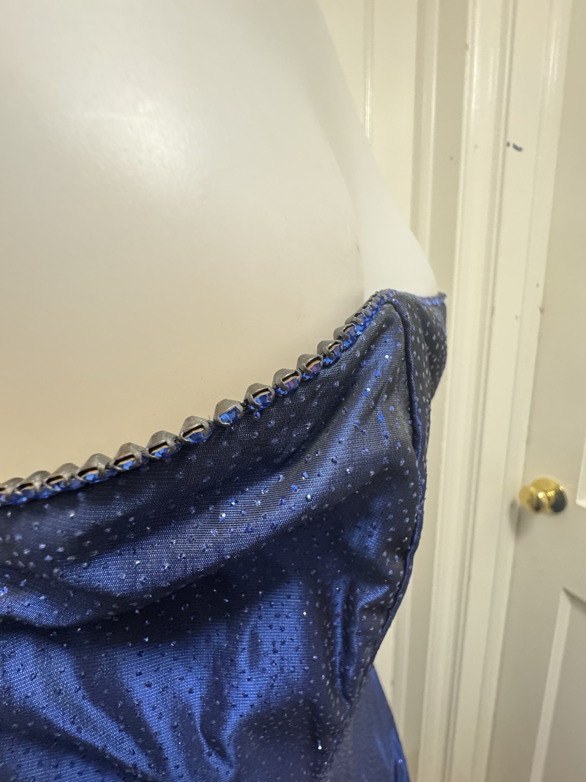 VTG Scott McClintock Blue Sparkle Strapless Gown Dress 12 Midnight Navy Prom