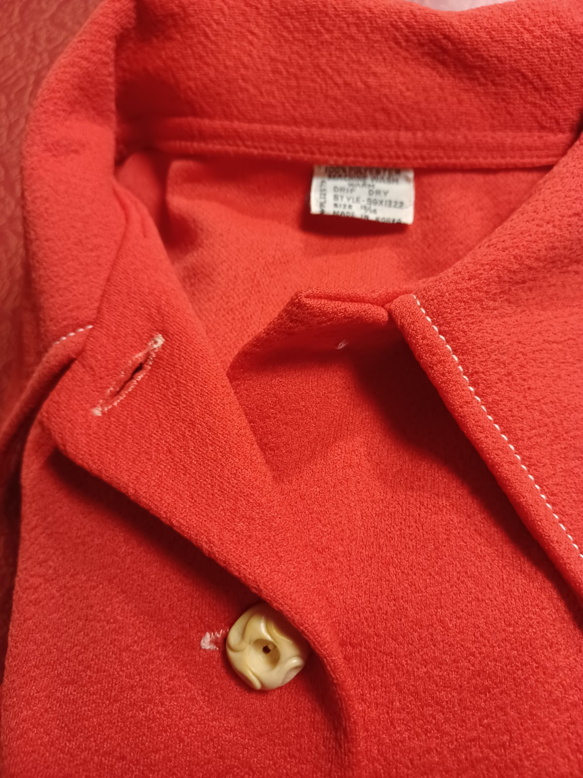 True VTG Mod Mid-century 1960s 1970s 100% Polyester Button-up Shirt Jacket Red M