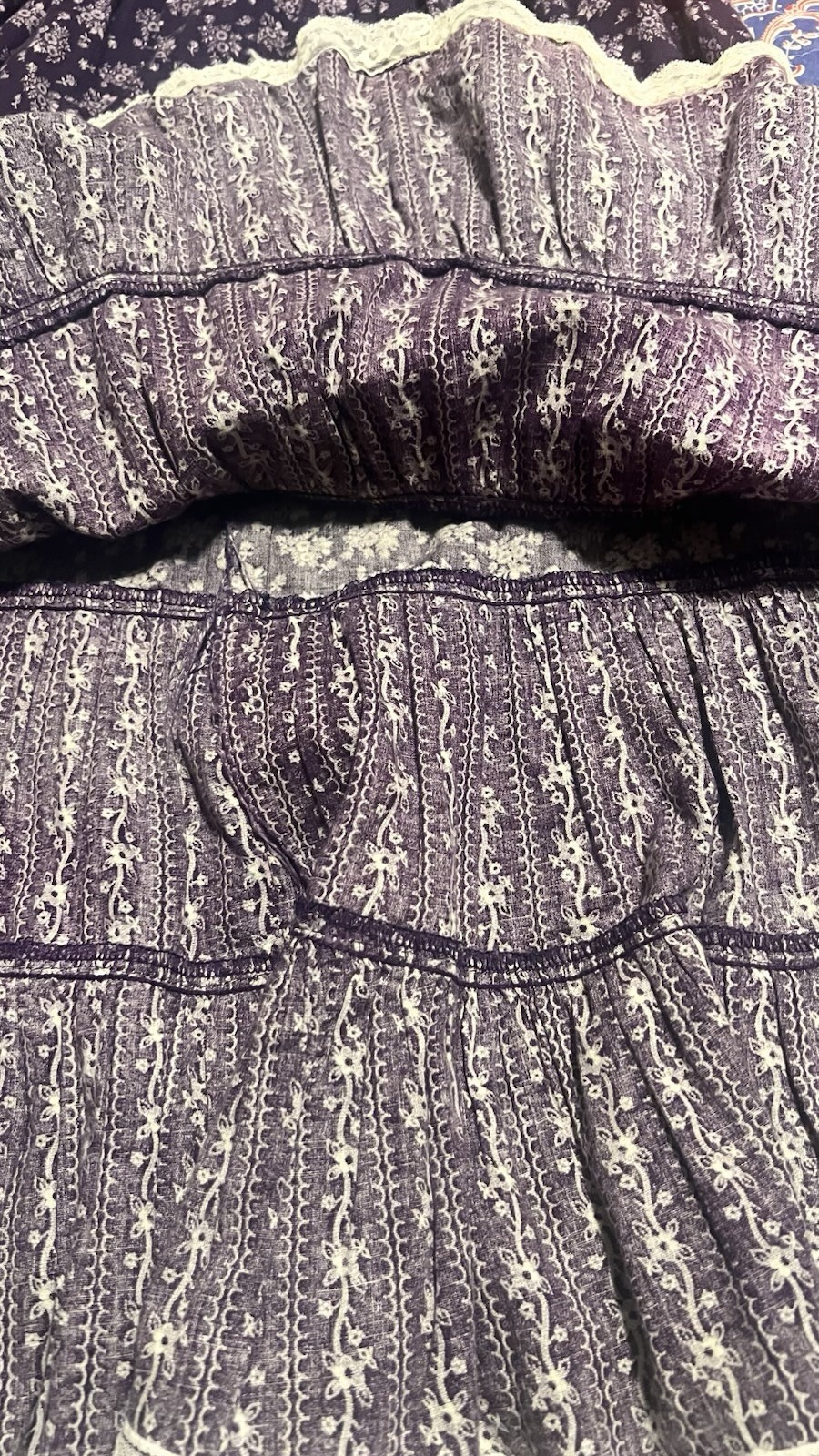 VTG 70s Candi Jones Women’s 3 Cottage Core Prairie Midi Dress Purple Floral