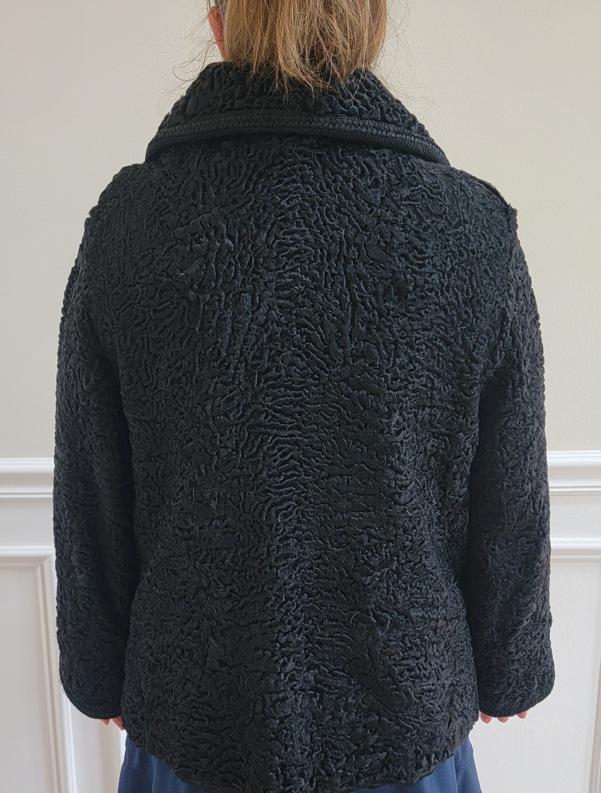 Vintage 1950s Black Persian Lamb Wool Jacket by Frank Collins, Philadelphia