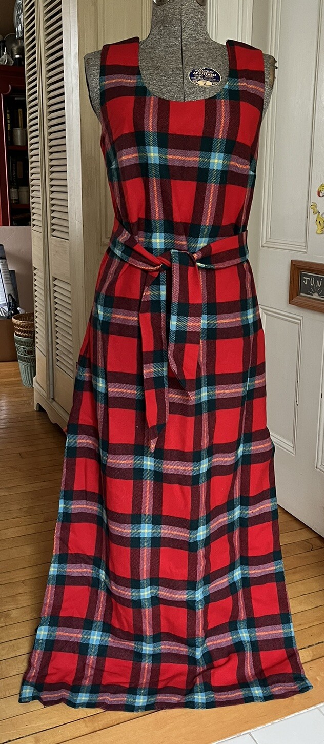 Vintage Agile Florence Walsh Wool Long Maxi Side Slits Belted Dress Sz 14