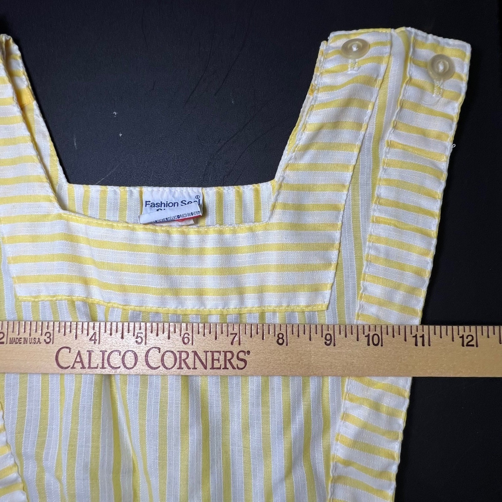 Vintage Yellow Striped Pinafore Apron Dress Womens S Future Nurses Club Uniform
