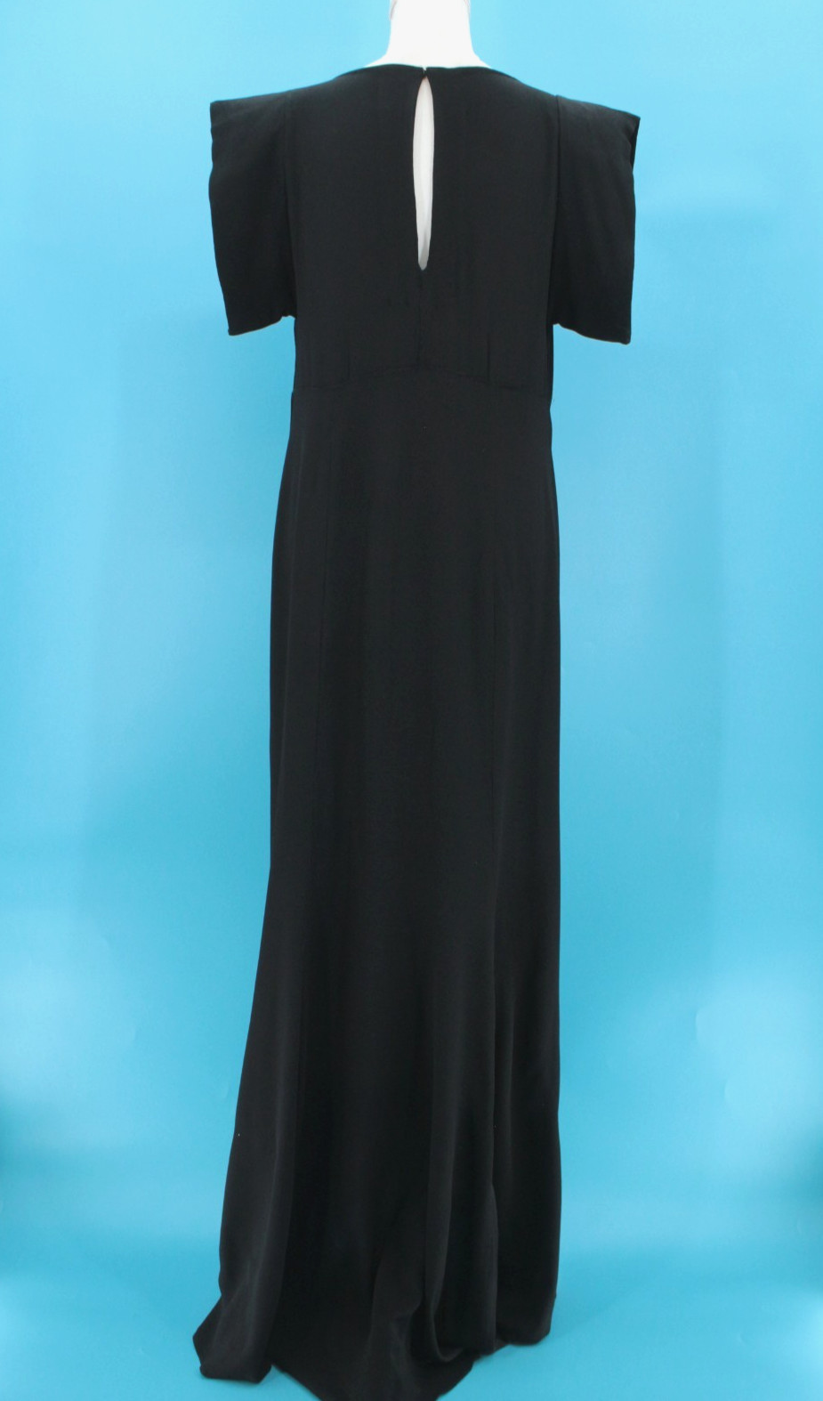VTG Women’s 30s Black Rayon Beaded Front Maxi Dress / Gown Sz S/M 1930s