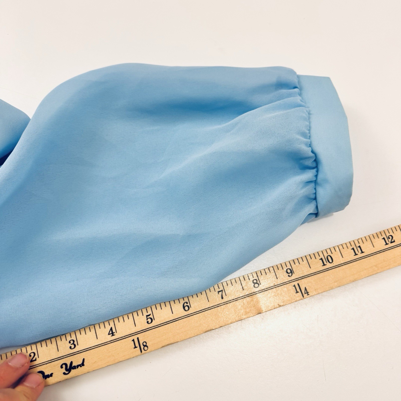 Vintage 70s Lady Carol 12 Blue Lightweight Sheer Blouson Midi Dress 3/4 Sleeve