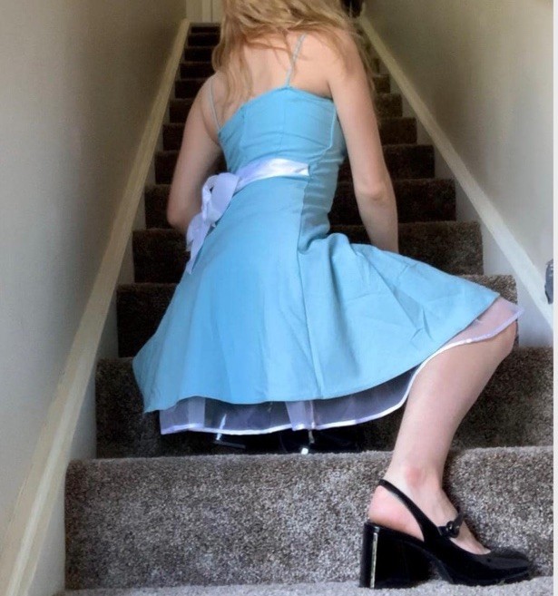 RARE 90s Taboo Baby Blue Mesh Dress Y2K Fairycore Bow Back Slip Dress Vintage