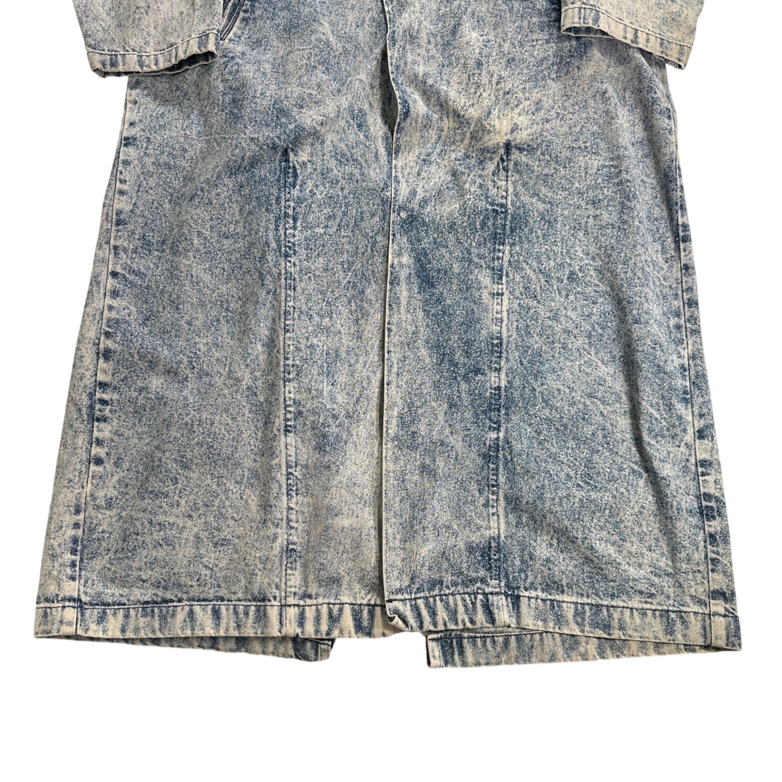 Vintage 1980s MAC FADS Acid Wash Denim Duster Coat Long Jean Jacket Large