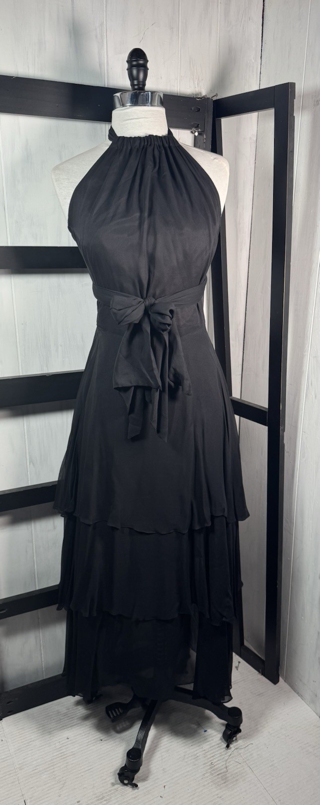 Vtg Kathryn Dianos For Holt Renfew Silk Tiered Halter Maxi, Size 8, WOW, Mint!!!