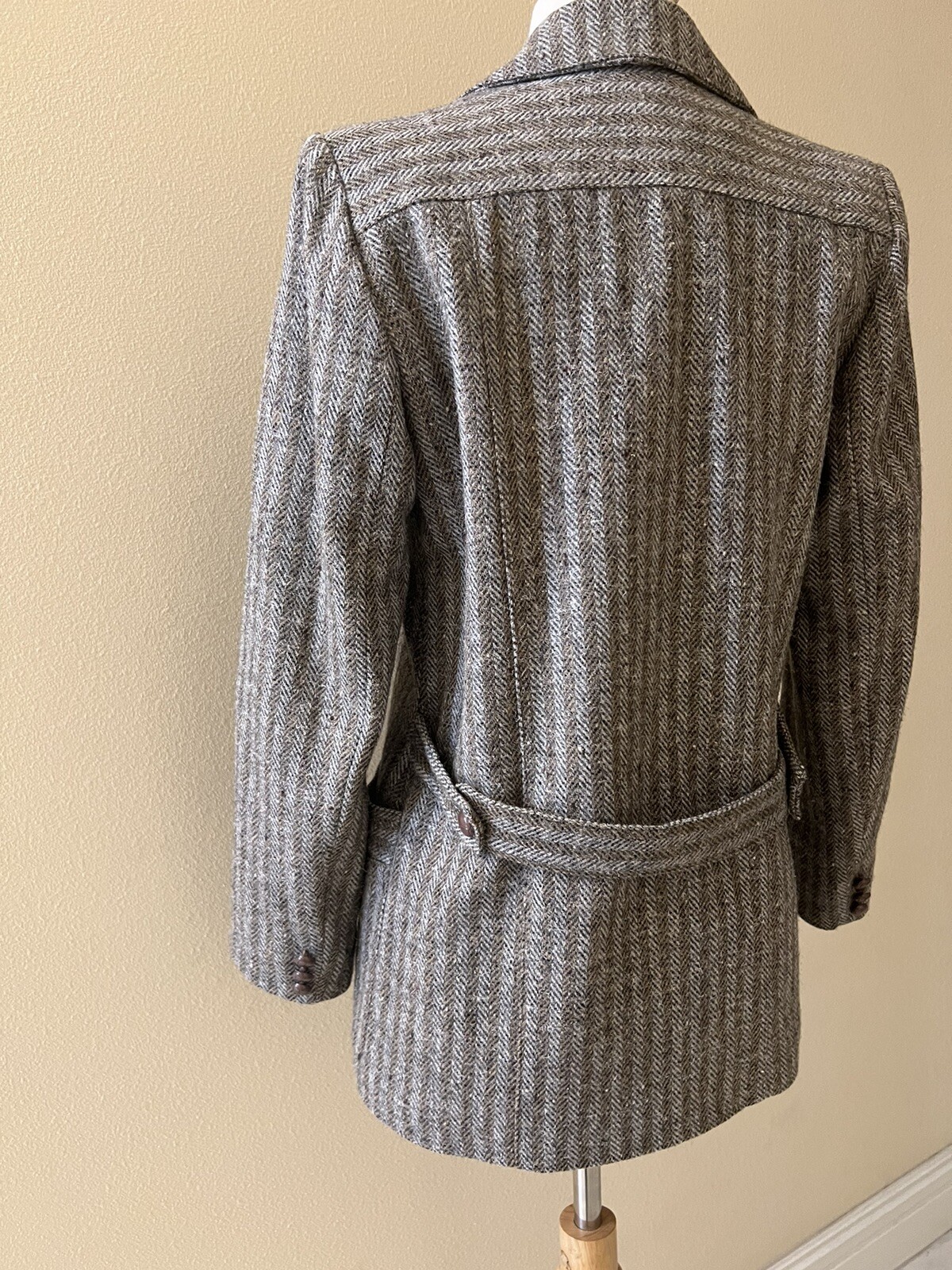 LV Sportswear Vintage Harris Tweed Brown Wool Blazer Jacket 2 Button Women S/M