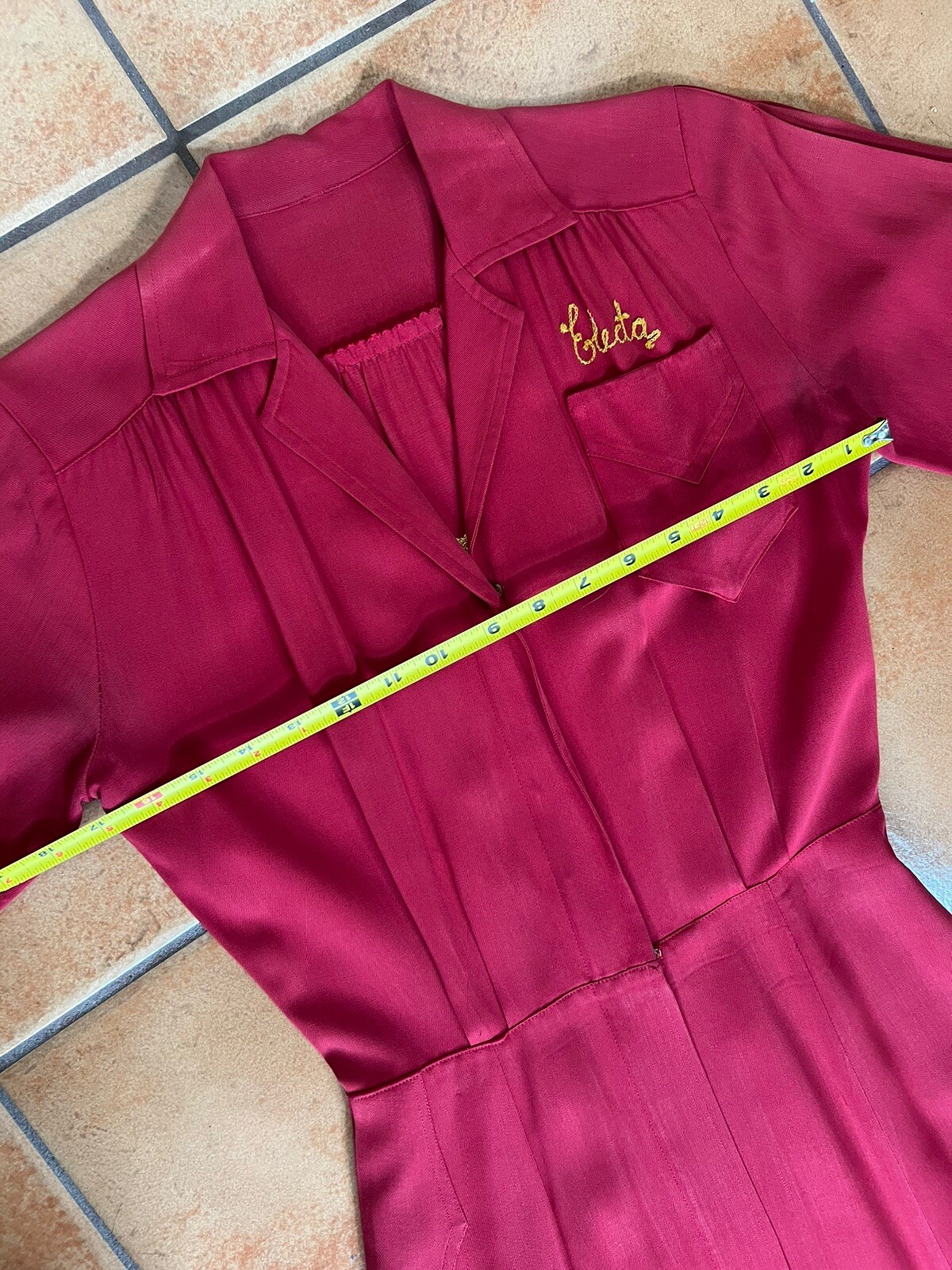Vintage 40s Shell gasoline Bowling Dress Chainstitch Hot Rod Gabardine RARE Car