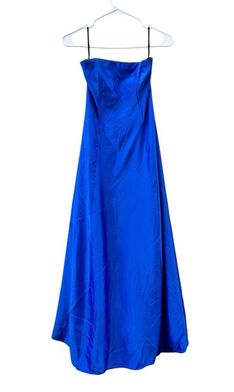 Gunne Sax Jessica McClintock Blue Strapless Prom Gown Vintage Y2k Formal Dress