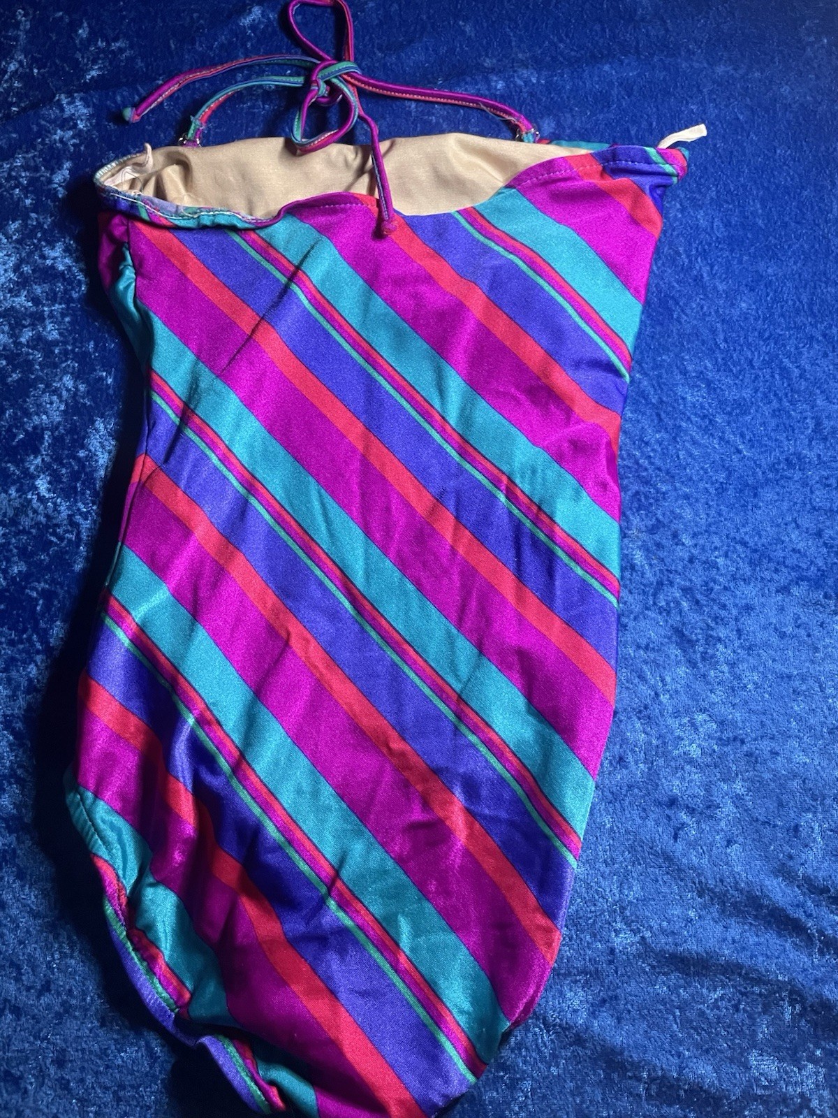 Vintage Cole Of California Swimsuit Size 10 Purple Blue Stripe