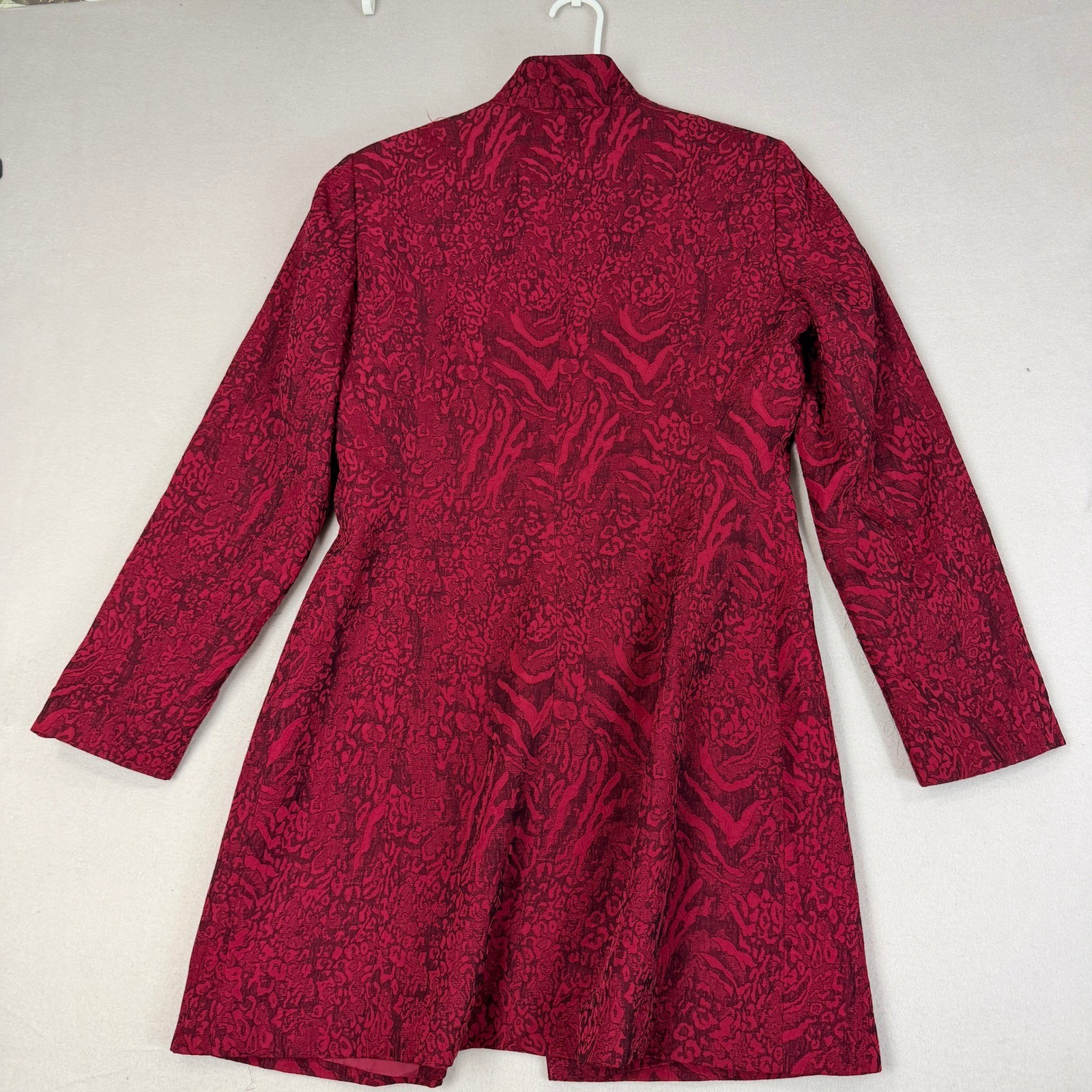 John Meyer of Norwich Vintage Red Animal Print Jacquard Car Coat Blazer Size 10