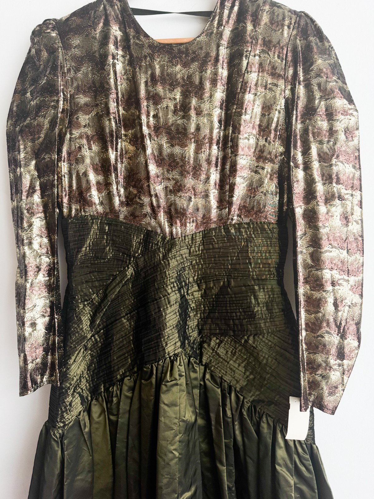 Vintage Liptons Taffeta Lurex Earth Tones Midi Prom Dress NWT 10