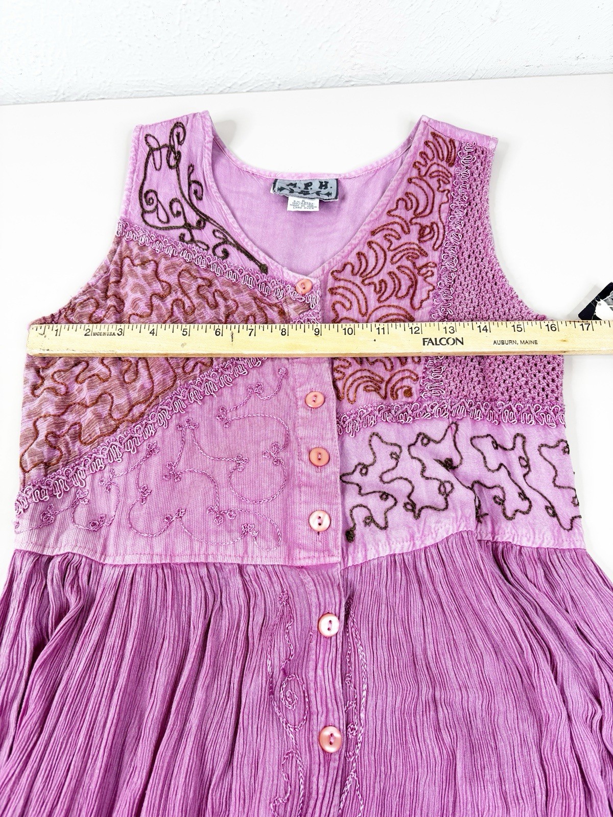 VTG MPH S Pink Patchwork Hippie Maxi Dress Cottagecore Earth Festival Boho NWT