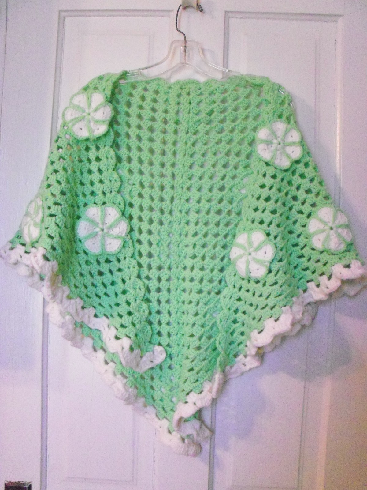 3 pc Mixed Lot of Vintage Crochet Shawls Yellow White Green
