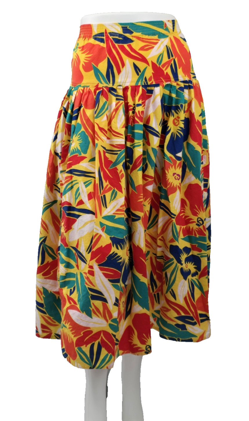 Vintage 80s/90s Liz Sport by Liz Claiborne Tropical Drop Waist Skirt w/ Pockets