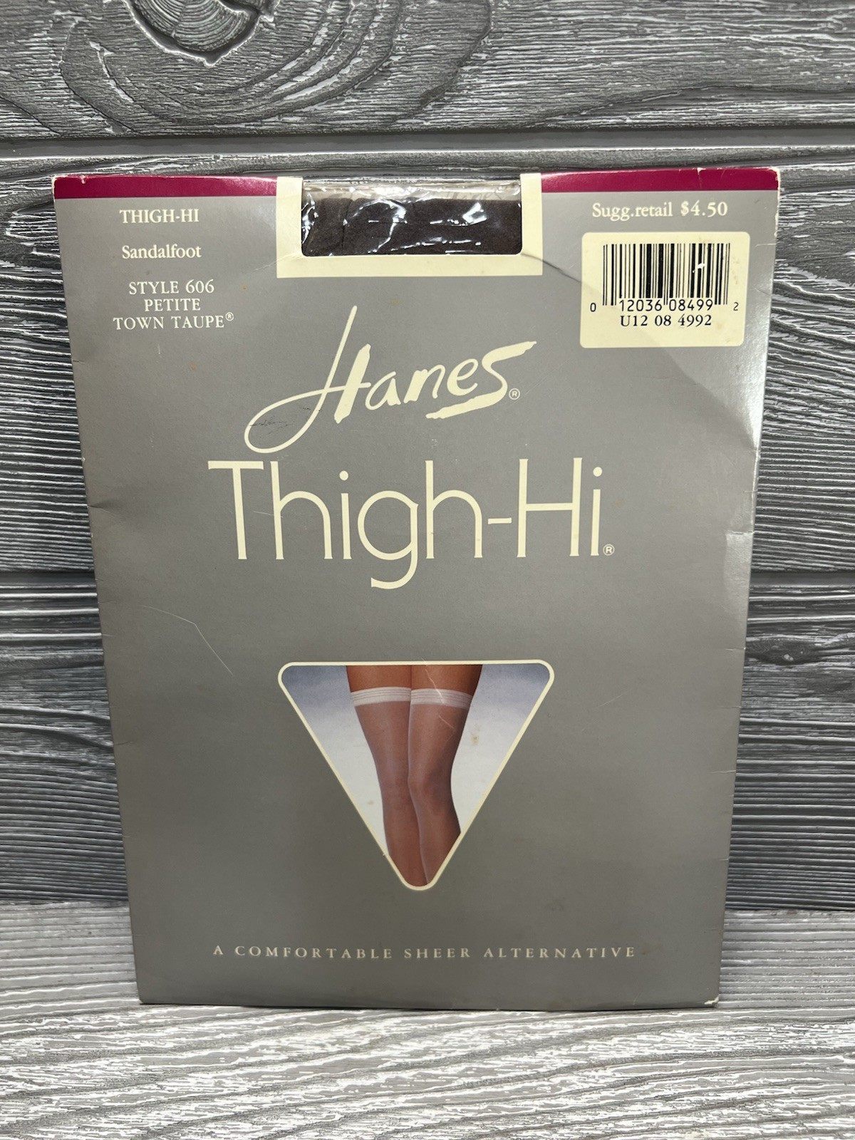 Vintage Hanes Thigh-Hi 606 Sandalfoot Nylon Stockings Petite Town Taupe
