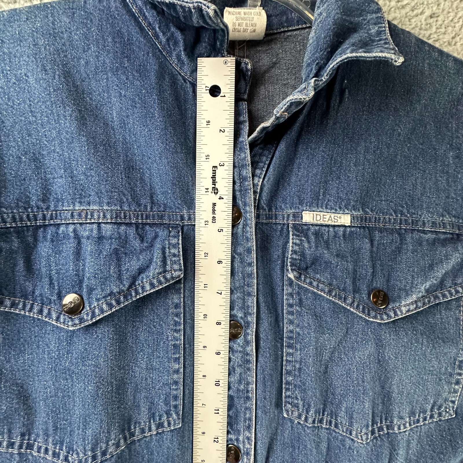 Vtg Jumpsuit Womens Medium 80s IDEAS Romper Coveralls Denim Snap Jumper