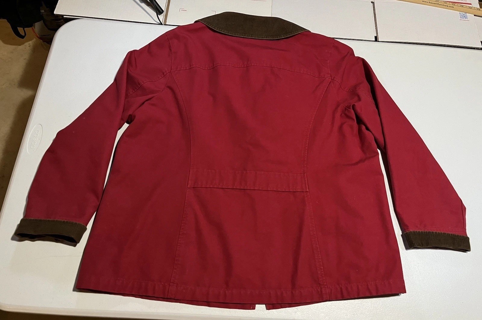 vtg LL Bean Womens XL 1X Red Chore Coat Barn Field Jacket Plaid Lined Corduroy