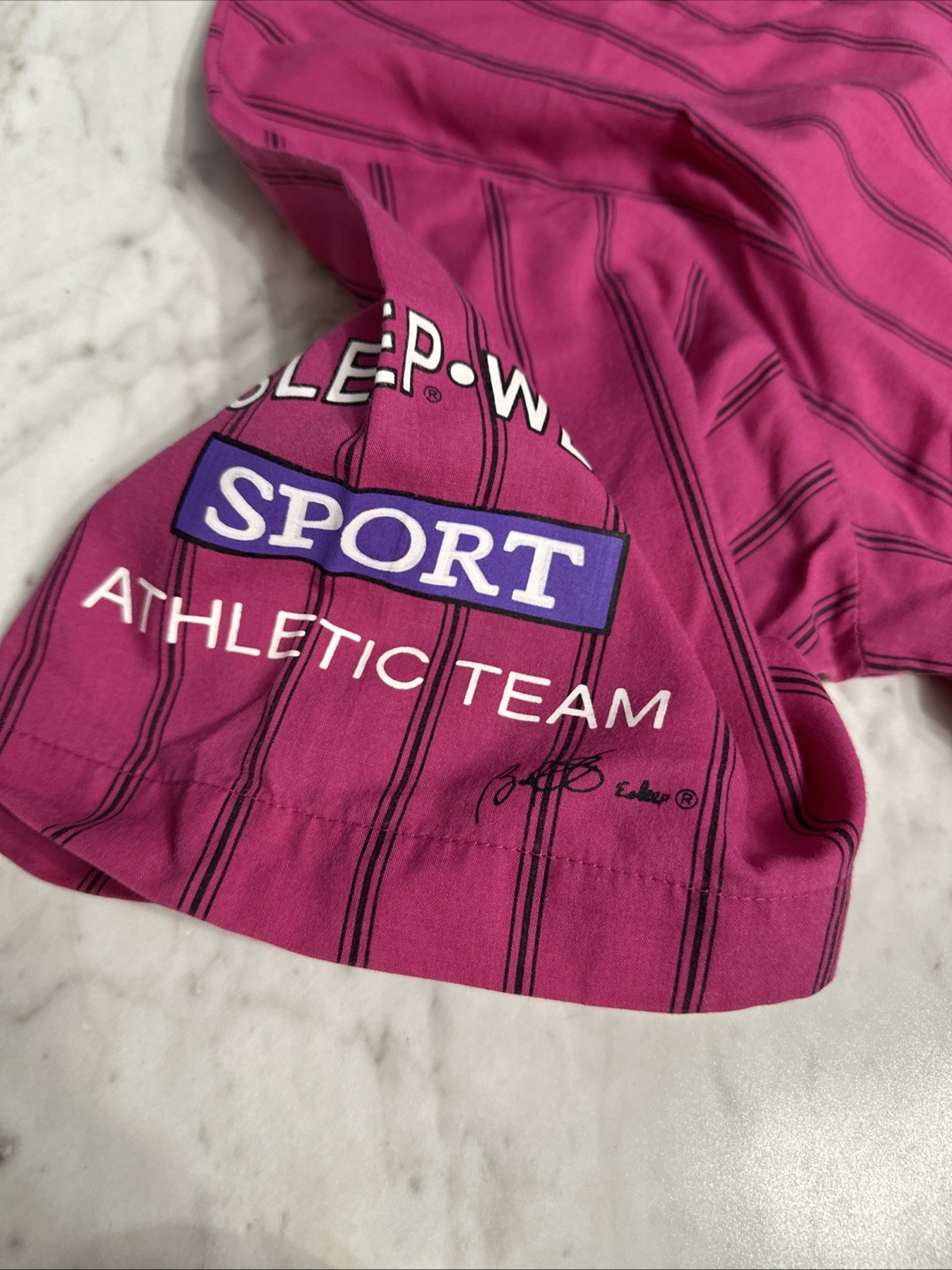ESLEEP Boxer Pajamas VINTAGE 90s Baseball 12” = +45 Great Condition Large Pink