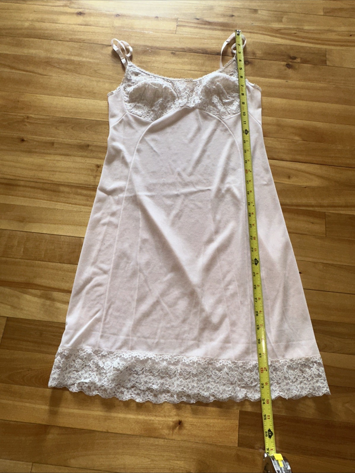 Vintage 60s Coquette Fairy Lingerie Pink Lace Slip Dress Size Small