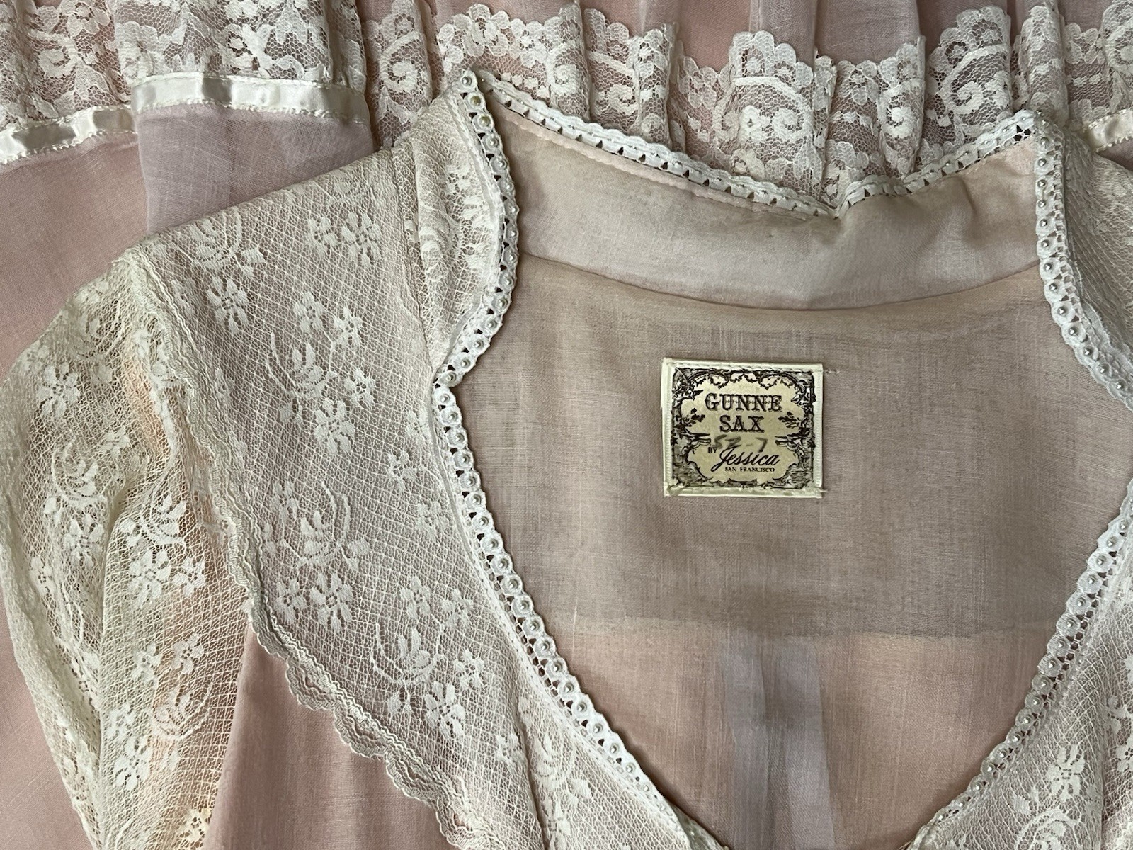Vintage Jessica McClintock Gunne Sax Corset Lace Up Prairie Dress Size 7