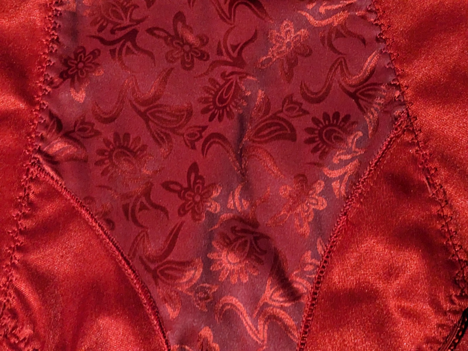 NWT Vtg Large Red Brief Panties Shiny High Cut Shaping Panty Donna Loren Brocade