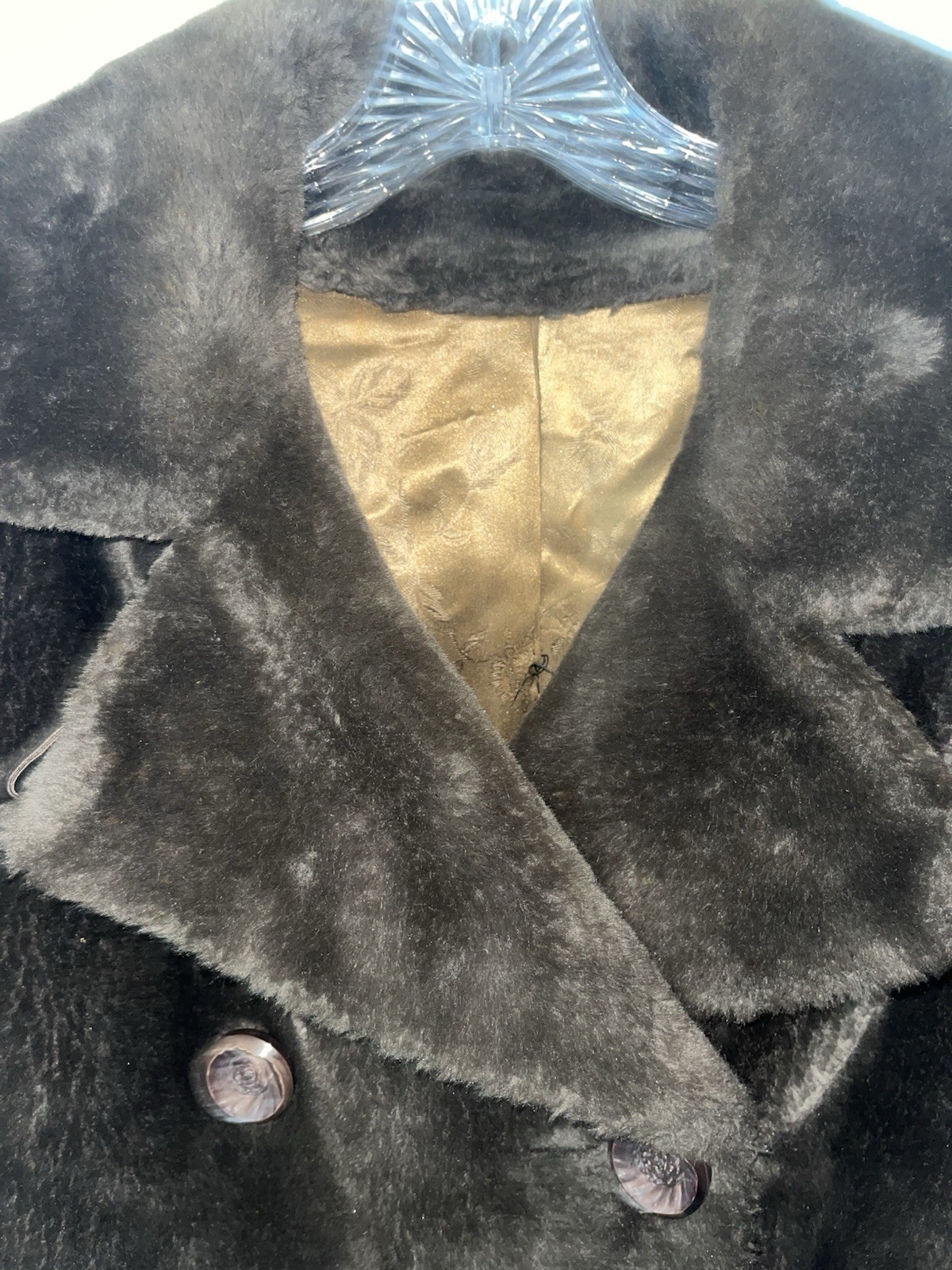 Vintage Borgana Brown Faux Fur Coat Lined Russel Taylor Union Made USA Size 12