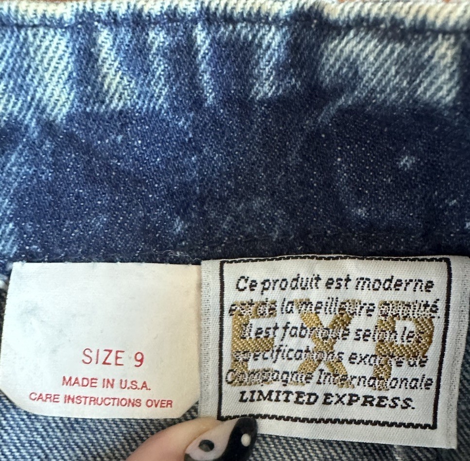 Vtg 80s Limited Express Acid Wash Denim Skirt Sz 9 Made in USA High Waist