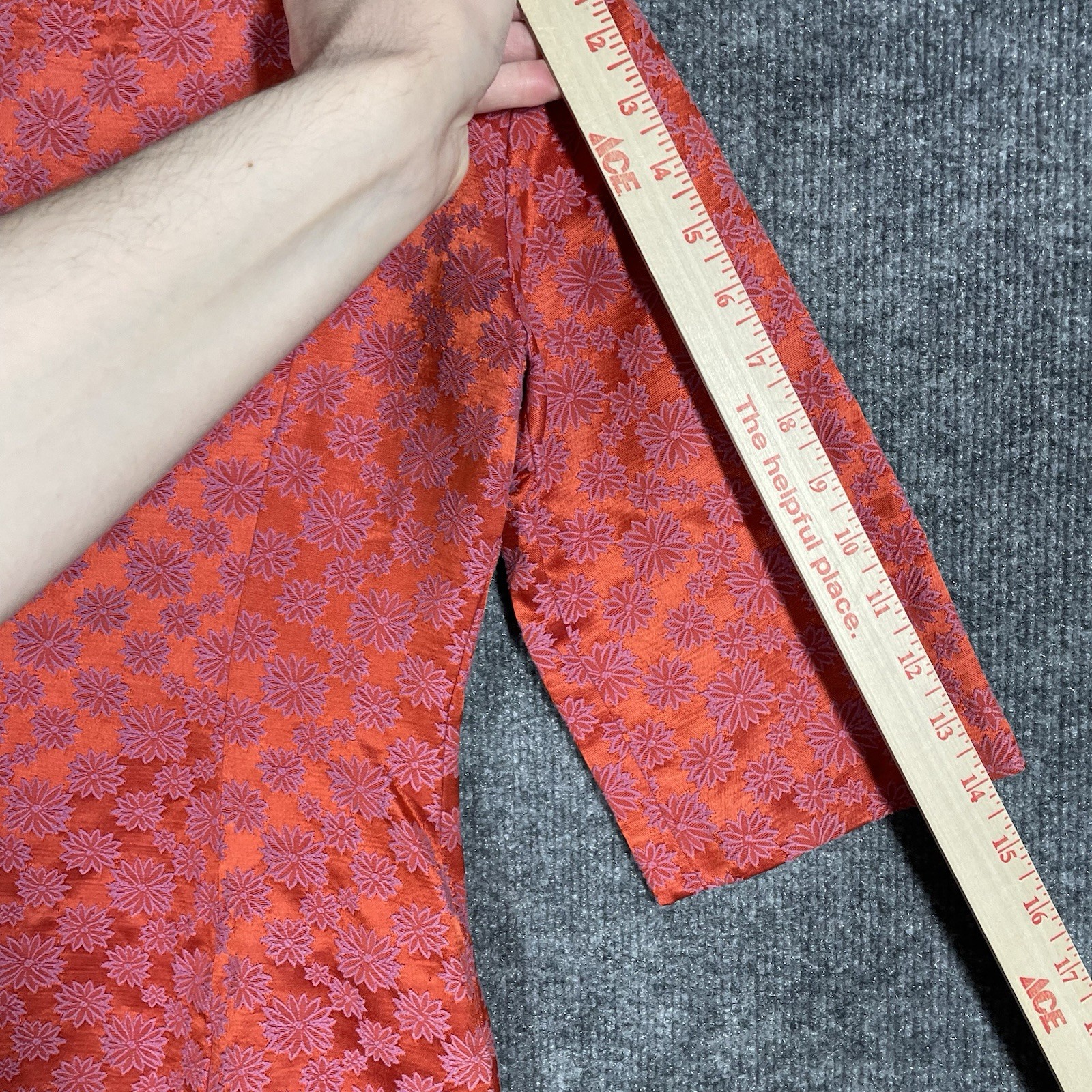 VINTAGE 60s Evelyn Pearson Lounge Suit Embroidered Silk Floral Mod Oriental